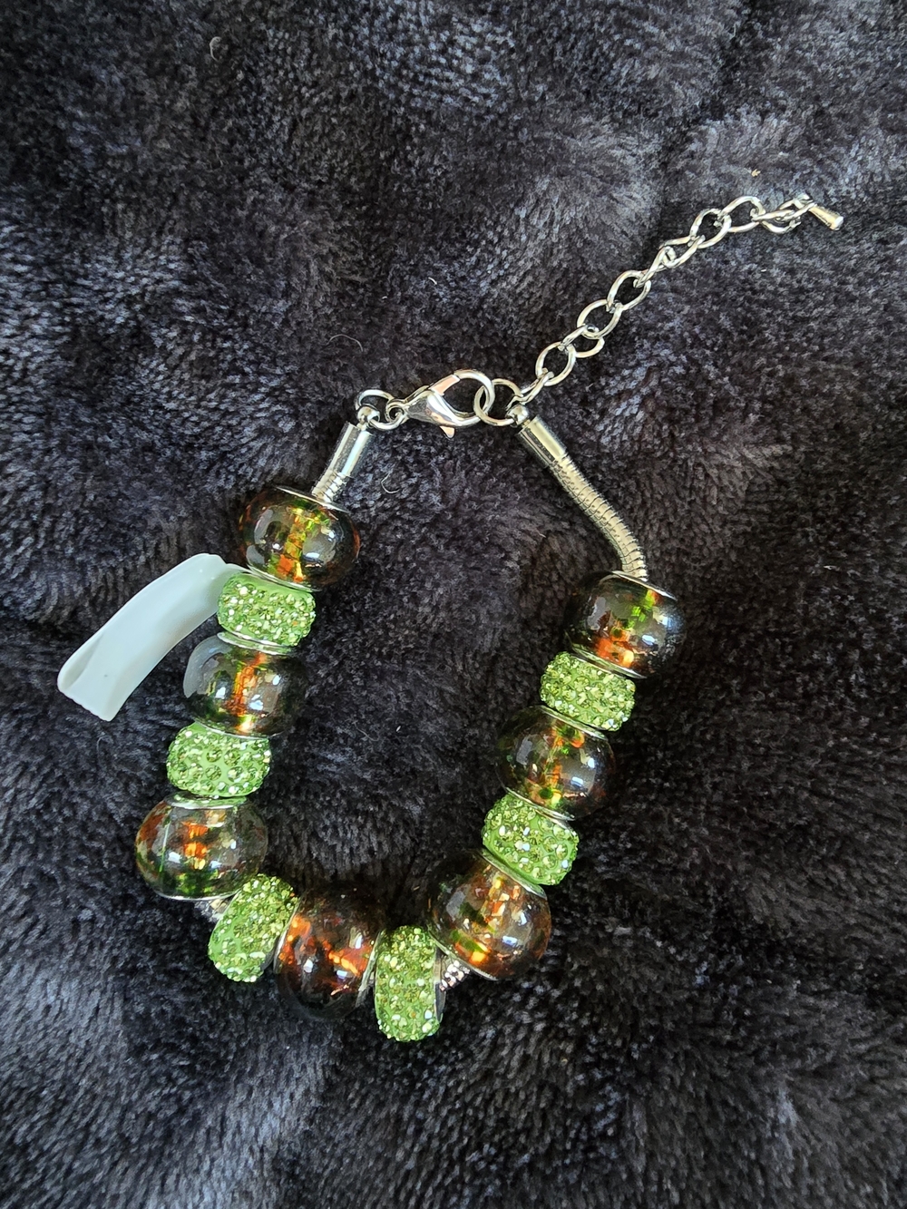 Green Crystal & Amber Bead Bracelet - Women Jewelry
